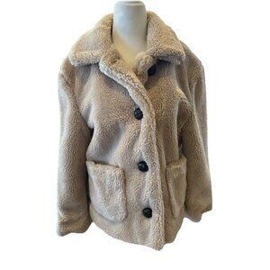 Philosophy Republic Women's Beige Teddy Bear Puffer Size Small Button Up Jacket